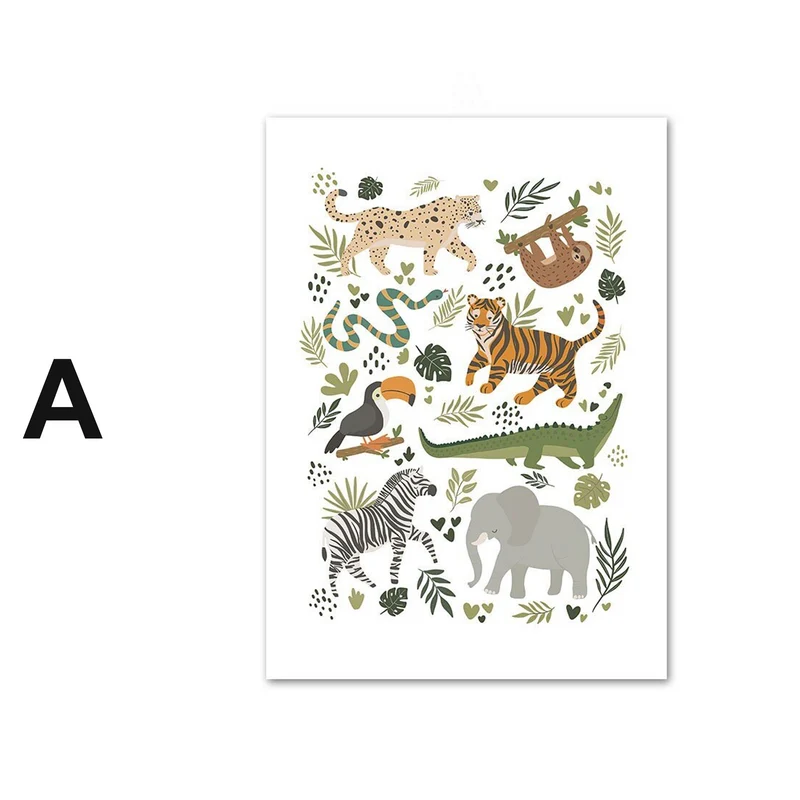 Poster Kinderzimmer Tier Dschungel Alphabet · Name Personalisiert · Kinderzimmer Bilder · Wand Deko · Kunst Druck · Deko Print · ohne Rahmen