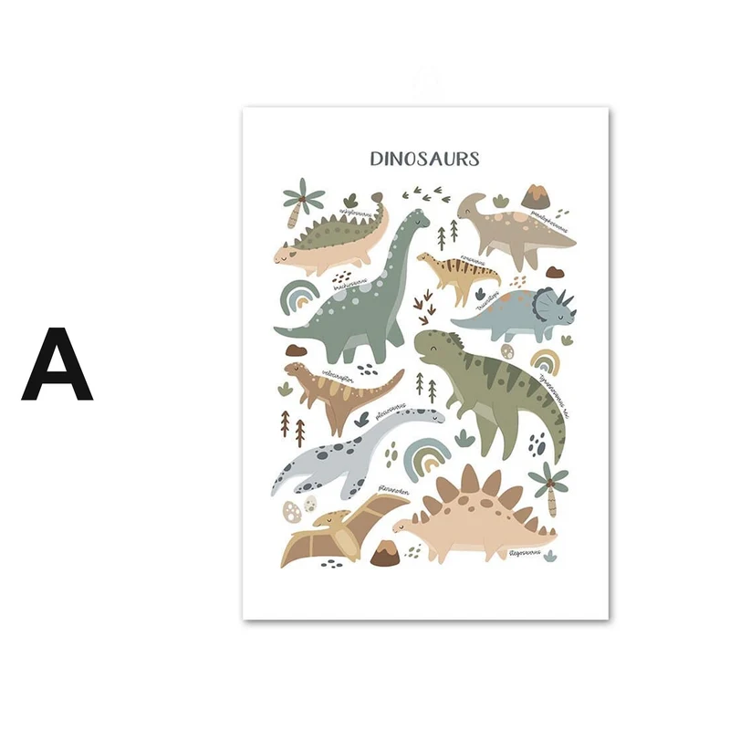 Poster Kinderzimmer Dinosaurier Alphabet · Kinderzimmer Bilder · Wand Deko · Kunst Druck · Deko Print · ohne Rahmen