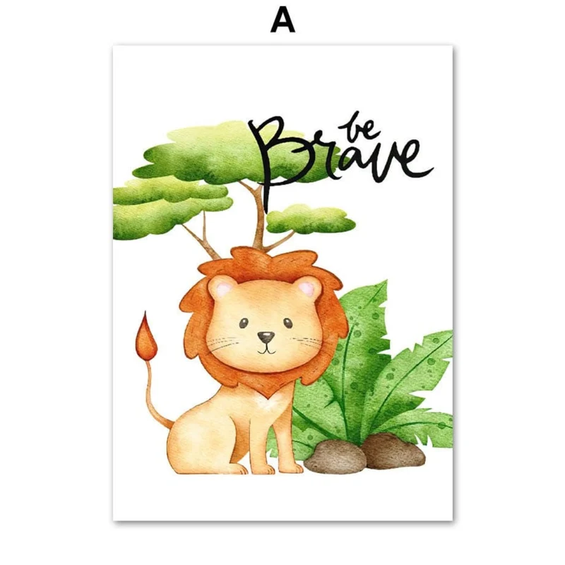 Poster Kinderzimmer Dschungel Tiere Zeichentrick · Kinderzimmer Bilder · Wand Deko · Kunst Druck · Deko Print · ohne Rahmen