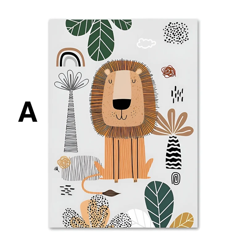 Poster Kinderzimmer Tiere Dschungel Wald · Name Personalisiert · Kinderzimmer Bilder · Wand Deko · Kunst Druck · Deko Print · ohne Rahmen