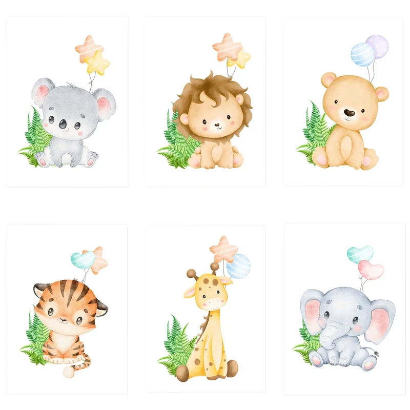 Poster Kinderzimmer Dschungel Tiere · Kinderzimmer Bilder · Wand Deko · Kunst Druck · Deko Print · ohne Rahmen