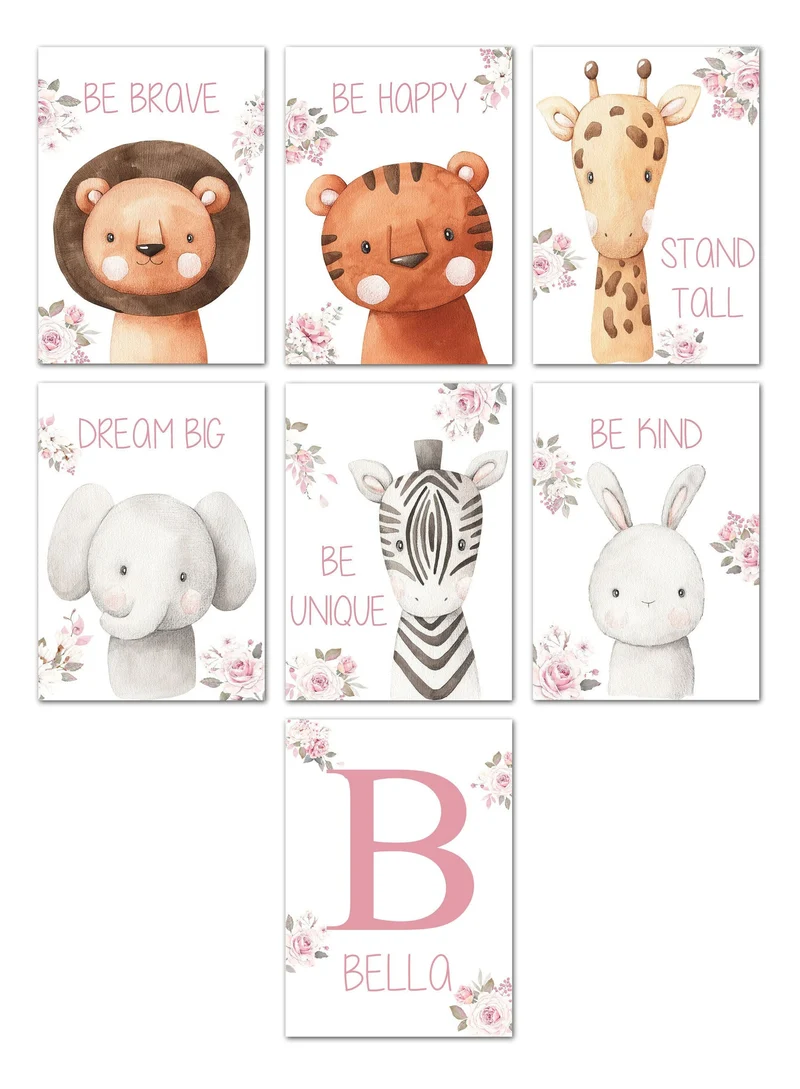 Poster Kinderzimmer Wald süße Tiere · Kinderzimmer Bilder · Wand Deko · Kunst Druck · Deko Print · ohne Rahmen