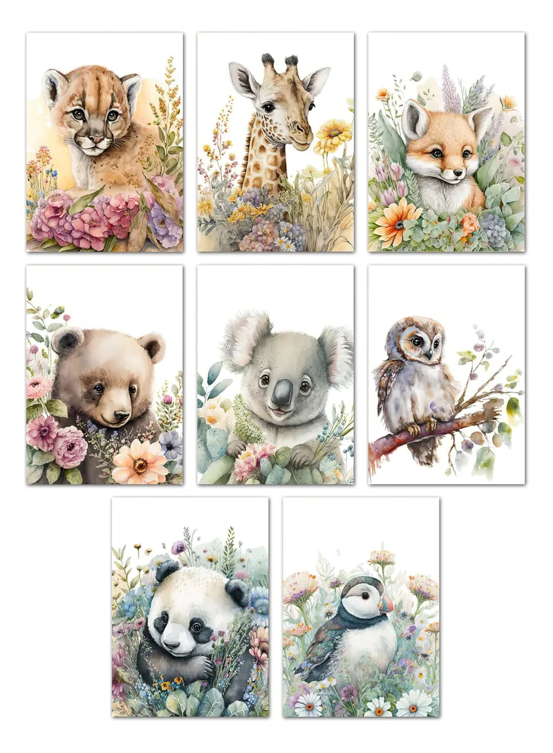 Poster Kinderzimmer Dschungel Wald Tiere · Kinderzimmer Bilder · Wand Deko · Kunst Druck · Deko Print · ohne Rahmen