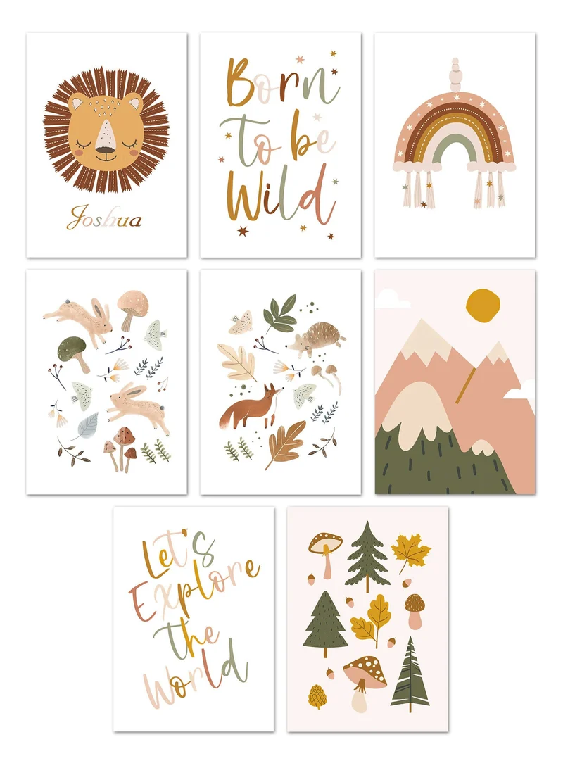 Poster Kinderzimmer Wald Berge Abenteuer · Name Personalisiert · Kinderzimmer Bilder · Wand Deko · Kunst Druck · Deko Print · ohne Rahmen