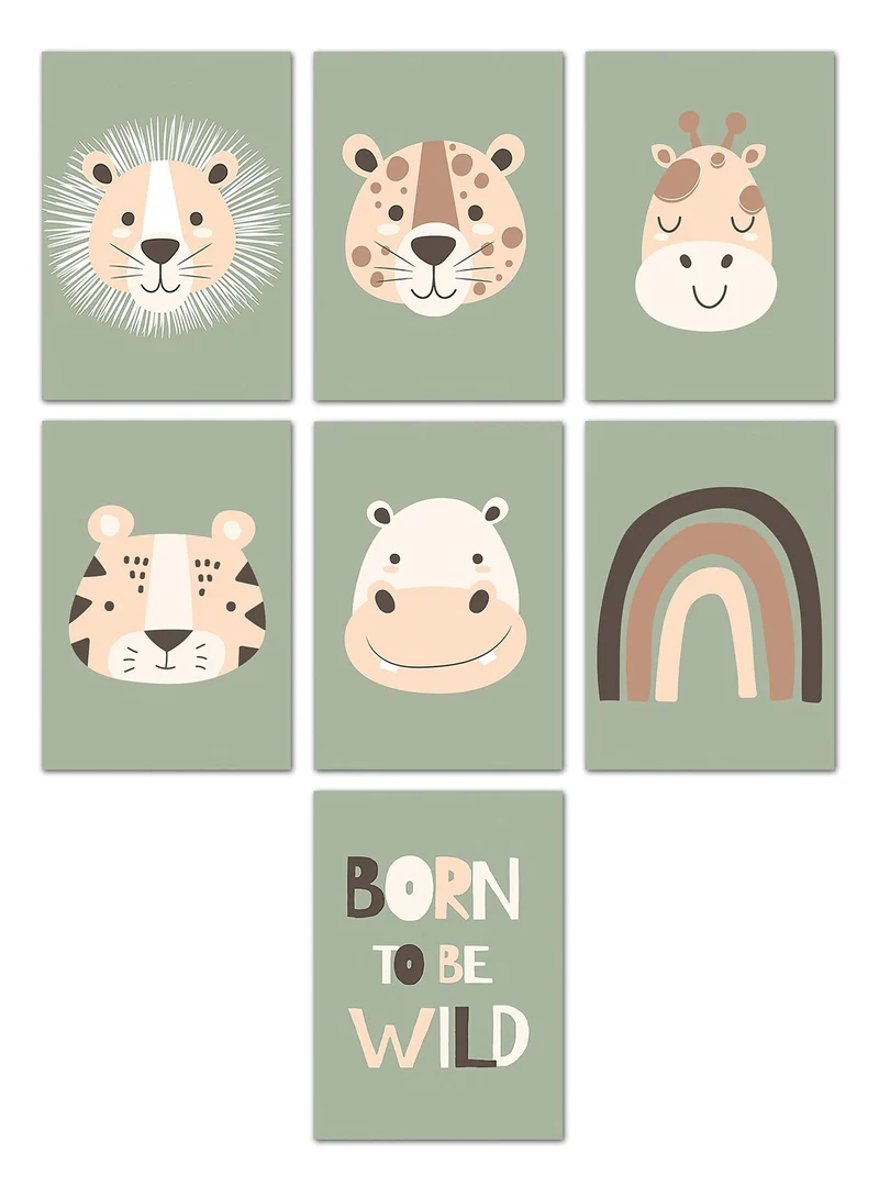 Poster Kinderzimmer Dschungel Tiere · Kinderzimmer Bilder · Wand Deko · Kunst Druck · Deko Print · ohne Rahmen