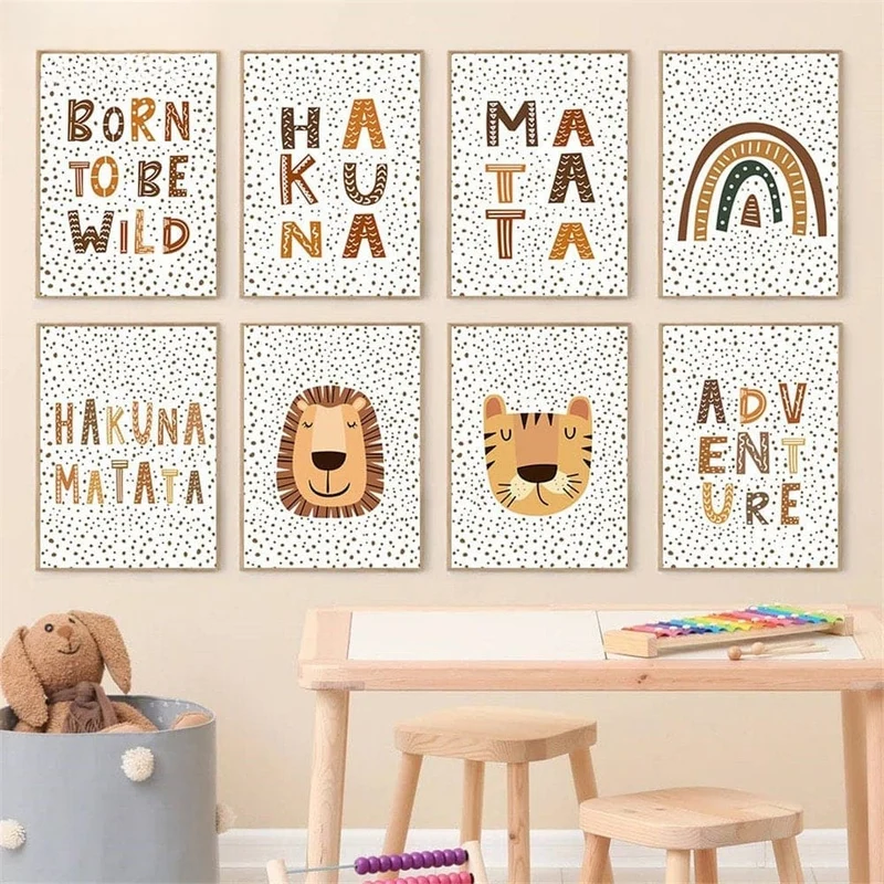 Poster Kinderzimmer Hakuna Matata Löwe Tiger gepunktet · Kinderzimmer Bilder · Wand Deko · Kunst Druck · Deko Print · ohne Rahmen