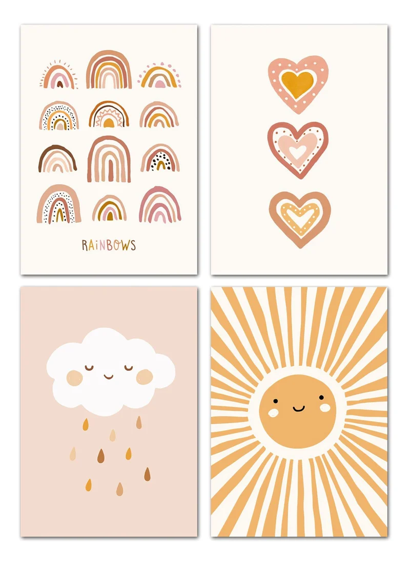 Poster Kinderzimmer Sonne Regenbogen Herzen · Kinderzimmer Bilder · Wand Deko · Kunst Druck · Deko Print · ohne Rahmen
