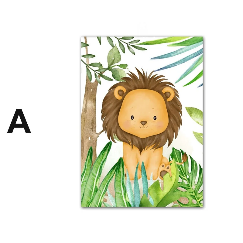 Poster Kinderzimmer Jungle Tiere Bäume · Kinderzimmer Bilder · Wand Deko · Kunst Druck · Deko Print · ohne Rahmen