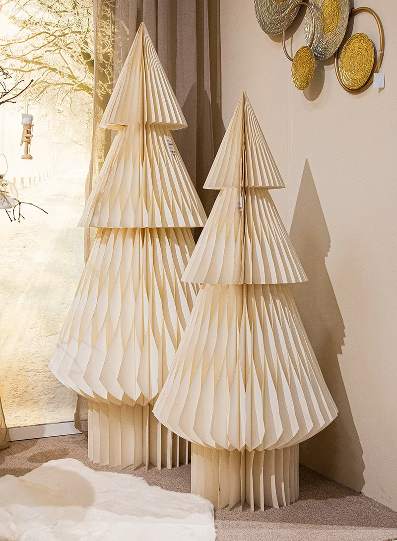 Dekoobjekt Honeycomb Weihnachtsbaum Papier creme