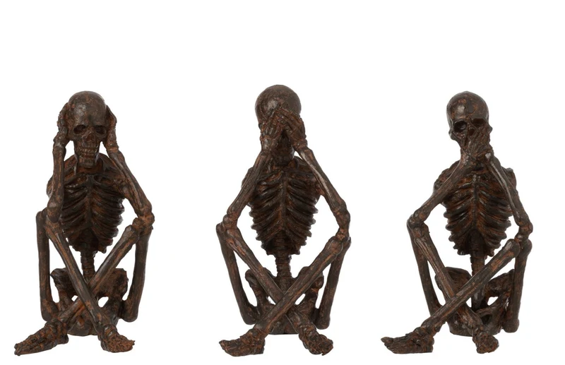 Skelett Figuren 3er Set Sehen Hören Schweigen 23cm Aus Polybronze Deko Halloween
