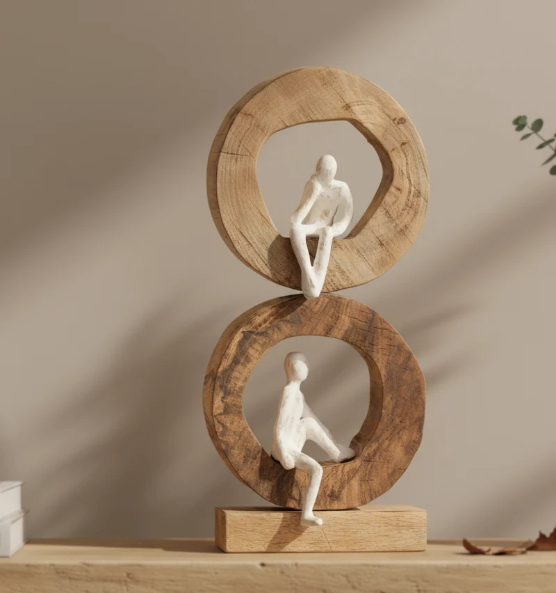 Dualis Denker Ringe Skulptur Natur Weiss