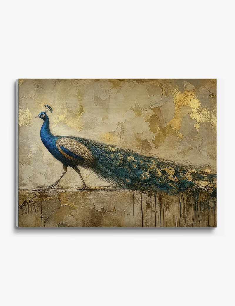 Gold Leaf Peacock Canvas Print