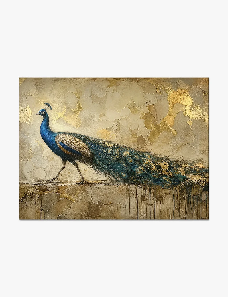 Gold Leaf Peacock Art Print