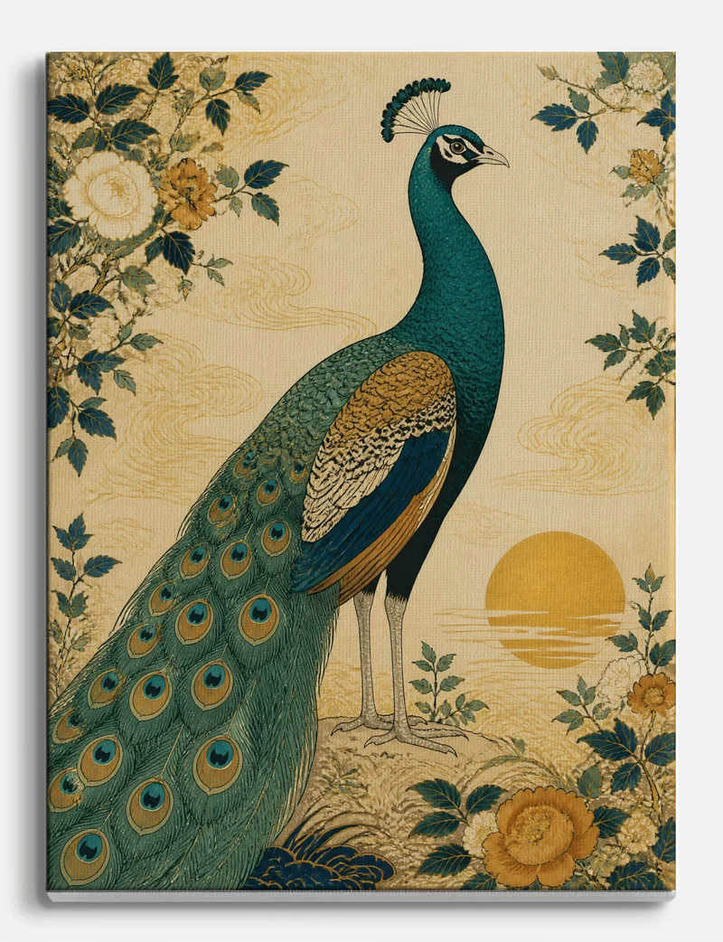 Peacock at Sunrise Canvas Print