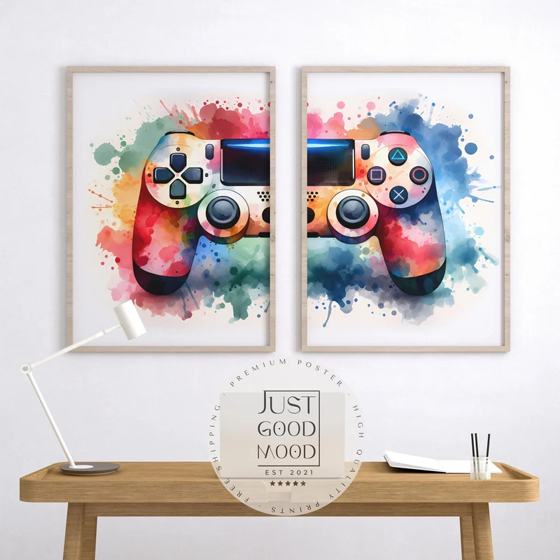 Gaming Poster 2er · Gaming Wandkunst · Gaming Raum Deko · Gamer Geschenk · Videospiel · Wand Deko · Esports Spiel·Deko Print· ohne Rahmen