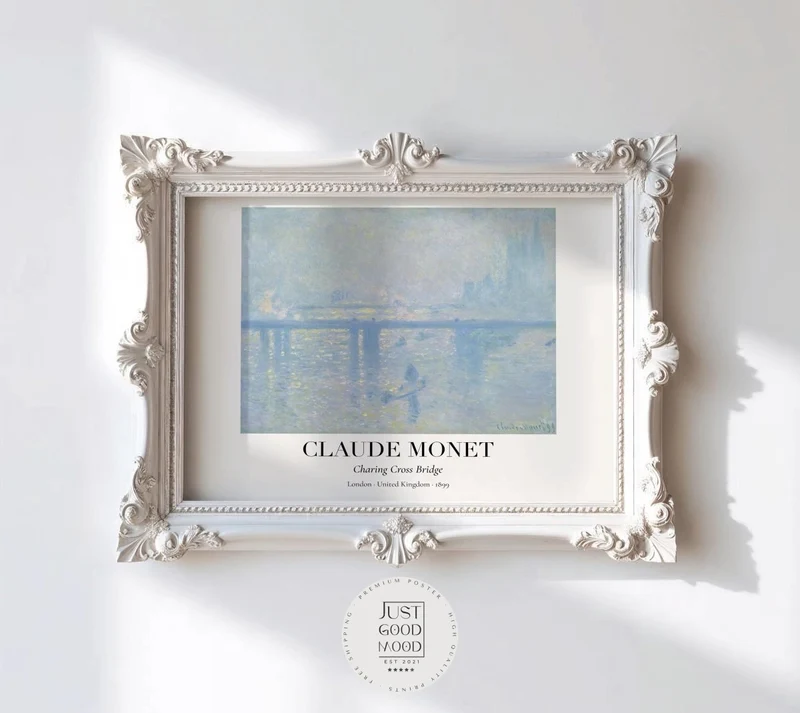 Claude Monet Poster · Charing Cross Bridge London 1899 · Impressionismus Kunstdruck · Themse Kunst · Vintage Deko ohne Rahmen