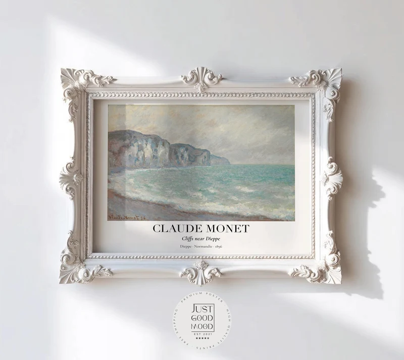 Claude Monet Poster · Klippen bei Dieppe 1896 · Normandie Küstenkunst · Impressionismus Druck · Vintage Wandbild ohne Rahmen