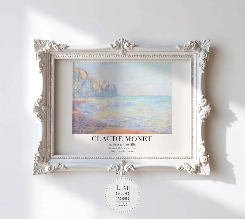 Claude Monet Poster · Falaises à Pourville 1897 · Küstenkunst Frankreich · Impressionismus Druck · Vintage Wandbild ohne Rahmen