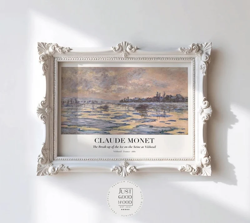 Claude Monet Poster · Eisschmelze auf der Seine 1881 · Vétheuil Winterlandschaft · Impressionismus Kunstdruck · Vintage Deko ohne Rahmen