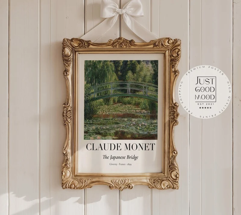 Claude Monet Poster · Japanische Brücke 1899 · Garten von Giverny · Impressionismus Seerosen Kunstdruck · Vintage Deko Print ohne Rahmen