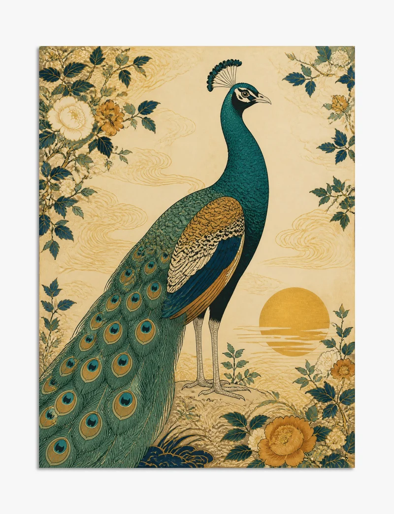 Peacock at Sunrise Art Print