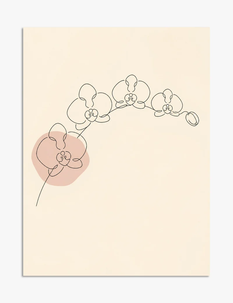 Orchid Single Line Study Art Print