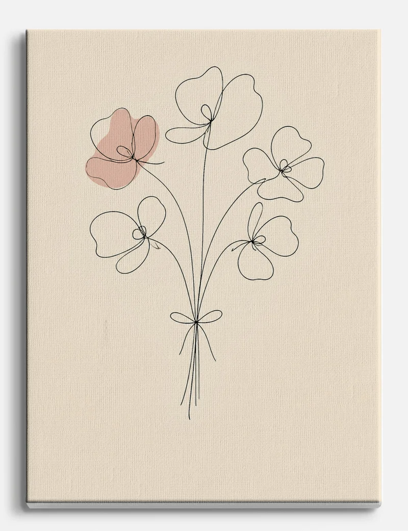 Single Line Flower Bouquet Canvas Print
