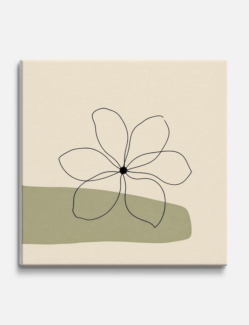 Single Line Flower on Sage Canvas Print