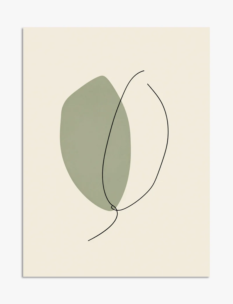 Sage Leaf and Single Line Art Print