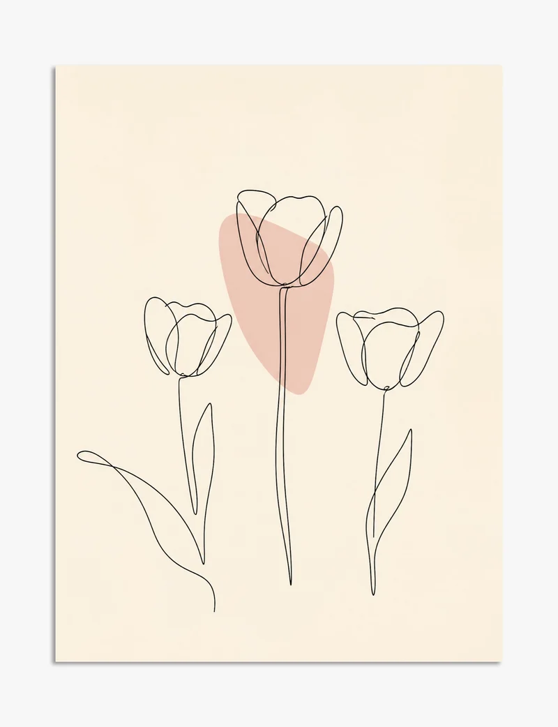 Three Tulips Single Line Study Art Print