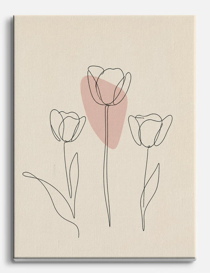 Three Tulips Single Line Study Canvas Print