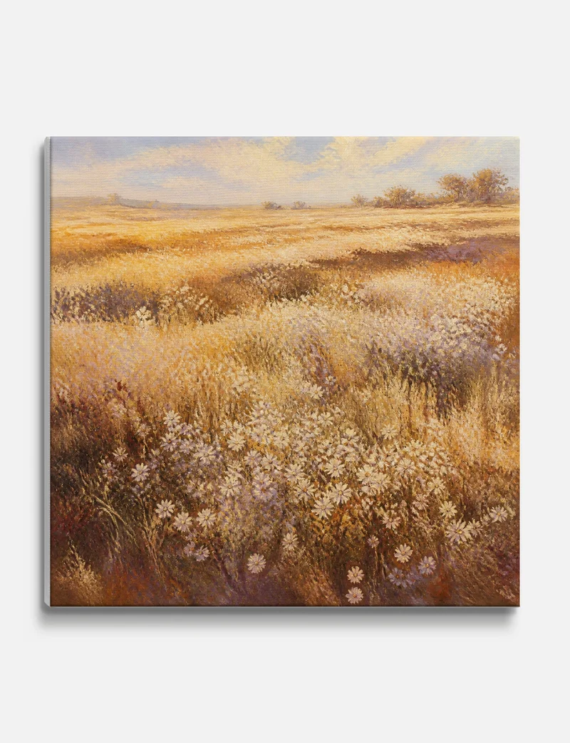 Golden Meadow with Wild Daisies Canvas Print