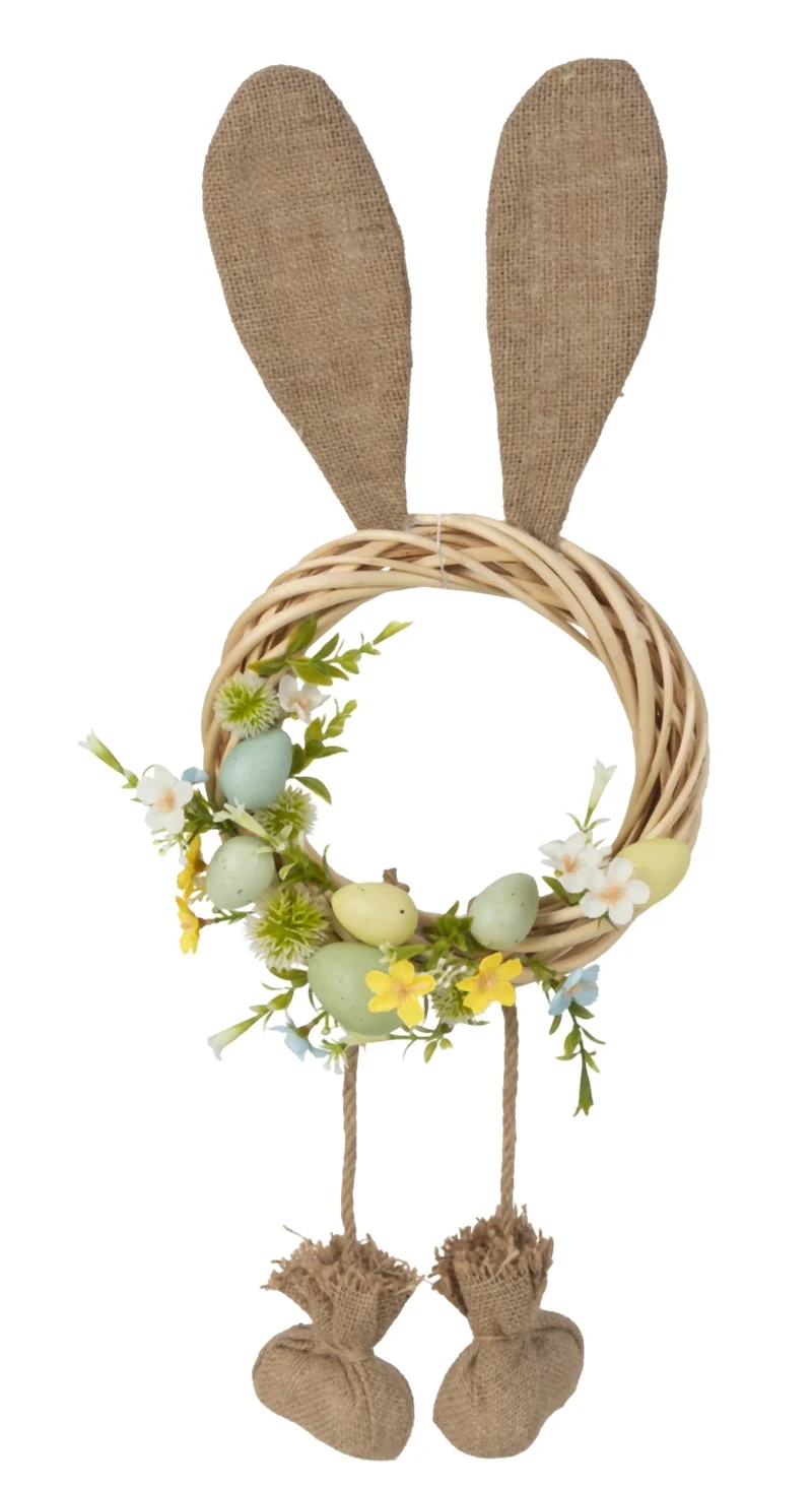Osterkranz Hase Emil Bunt Dekorativer Türkranz mit Schlenkerbeinen