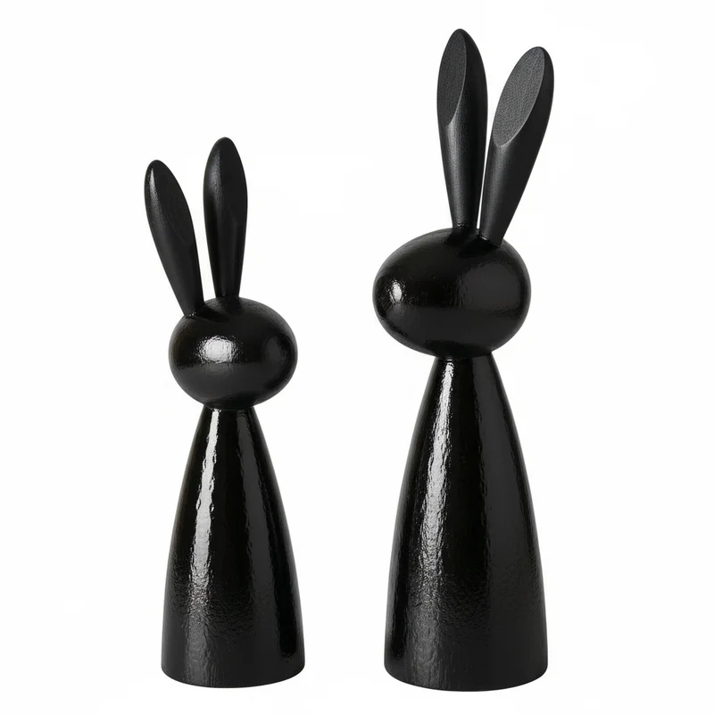 Osterhasen Set Lotis black shine schwarz glänzend aus Holz