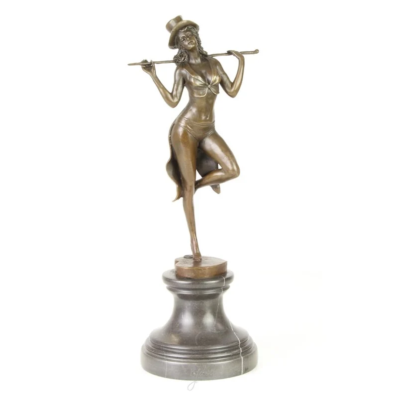 Dekofigur Revue Celeste Bronze Art Deco mit Marmorsockel