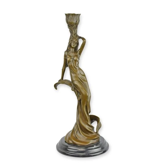 Kerzenhalter Candela Serafina Bronze mit Marmorsockel