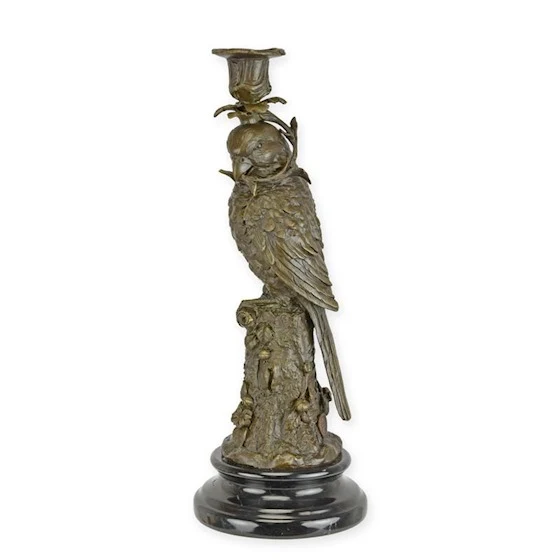 Kerzenhalter Papagei Classico Bronze mit Marmorsockel