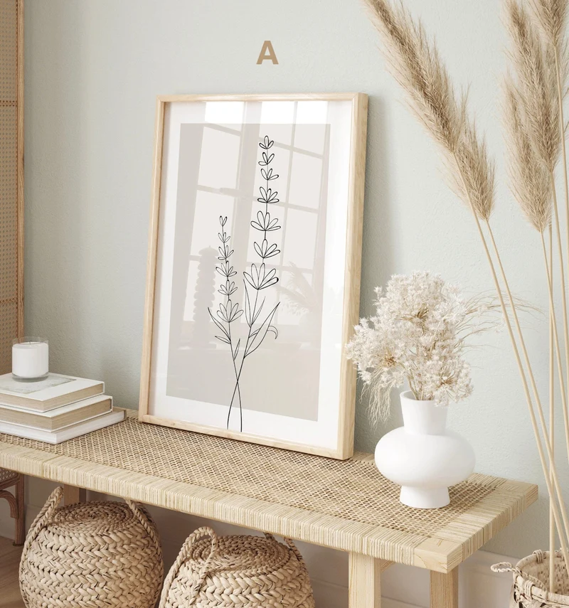 Blumen Minimalistisch Poster · Geschenkidee · Handgezeichnet · Abstract Flower · Line Art · Wand Deko · Deko Print ohne Rahmen