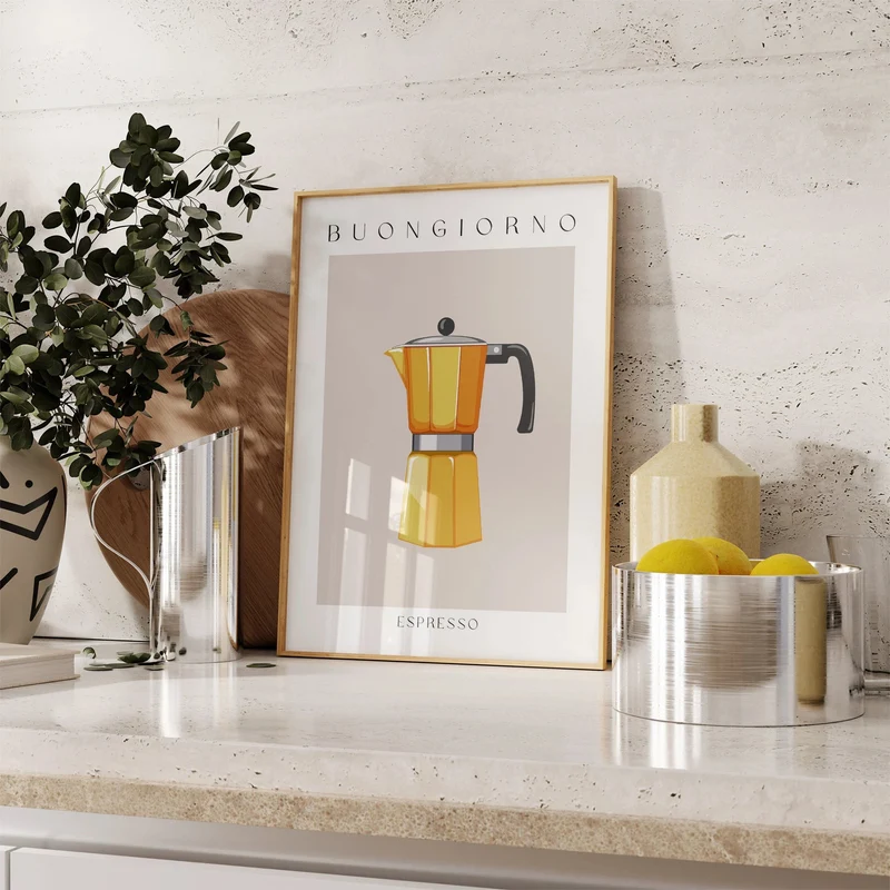 Küche Wand Kunst Poster · Geschenkidee · Moka Espresso · Kaffee Wandkunst · Barista · Morning Coffee · Wand Deko · Deko Print ohne Rahmen