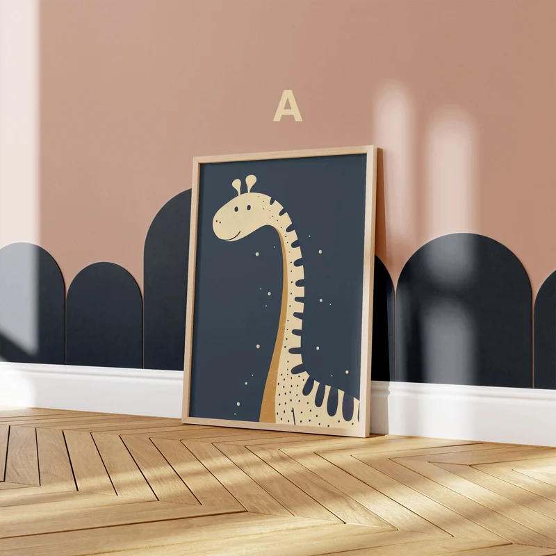 Dino Poster Kinderzimmer Bilder · Geschenkidee für Kinder · DINOSAURIER · Langhals Dino · Brachiosaurus · Deko Print ohne Rahmen