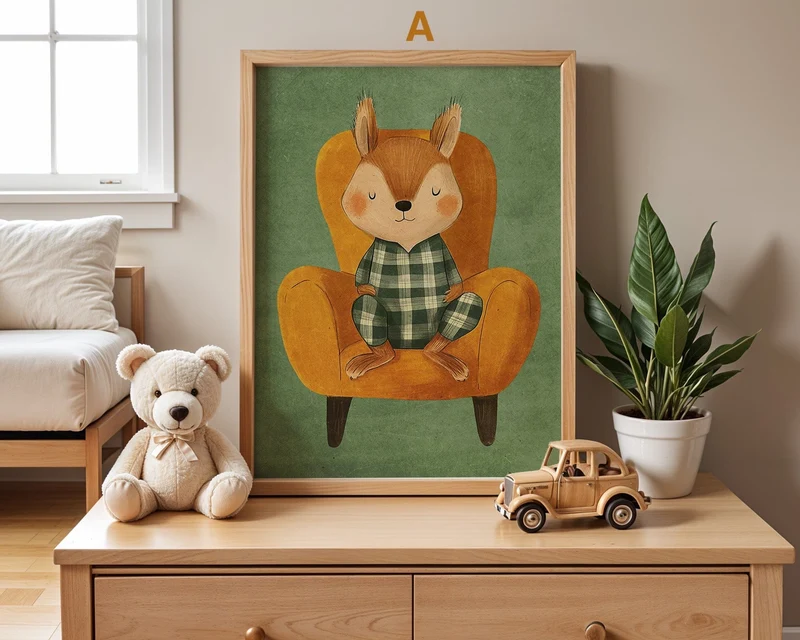 Poster Kinderzimmer · Geschenkidee für Kinder · Fuchs Koala Corgi Eichhörnchen Katze · Deko Print ohne Rahmen