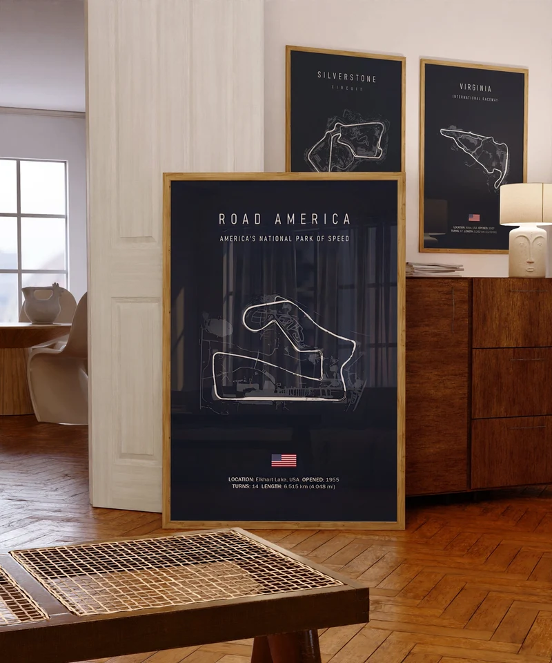 Poster FORMEL 1 ROAD America Barcelona Catalunya Mount Panorama Hungaroring Mugello Iowa Paul Ricard · Wanddeko · Kunstdruck ohne Rahmen