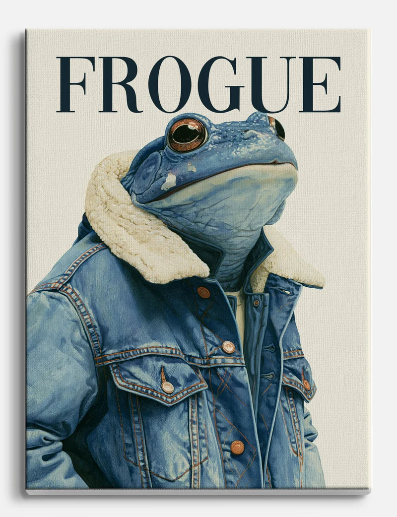 Frogue Denim Jacket Frog Canvas Print