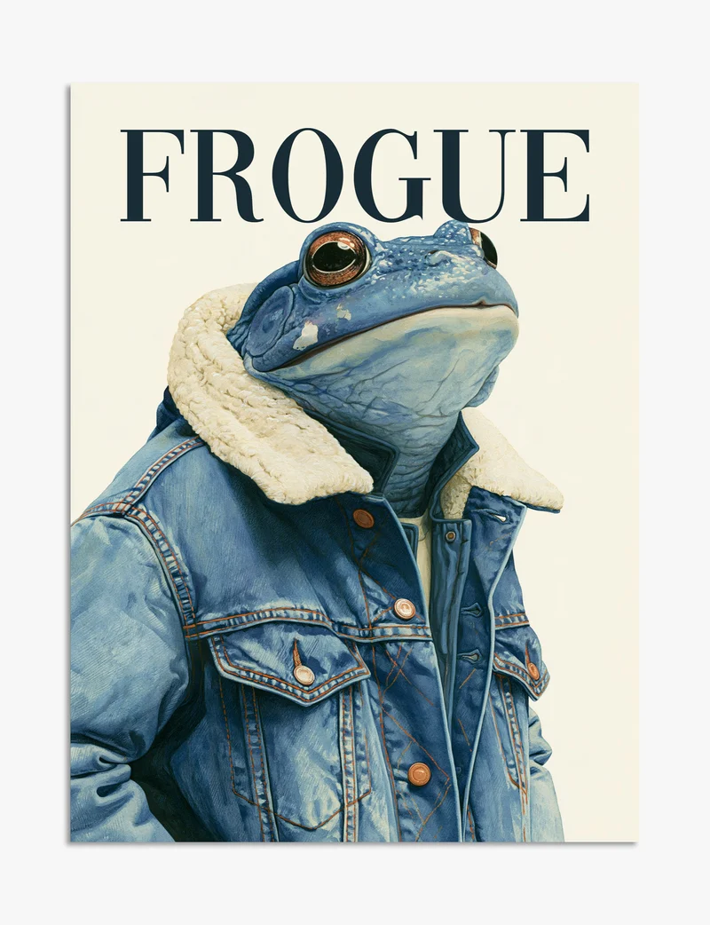 Frogue Denim Jacket Frog Art Print