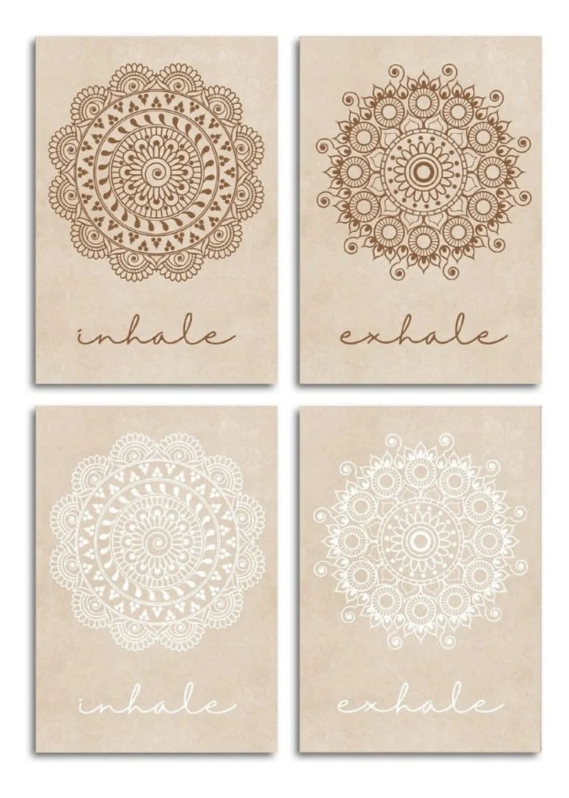Poster Yoga Einatmen Ausatmen Mandala · Wohnzimmer Bilder · Schlafzimmer Bilder · Wand Deko Print · ohne Rahmen