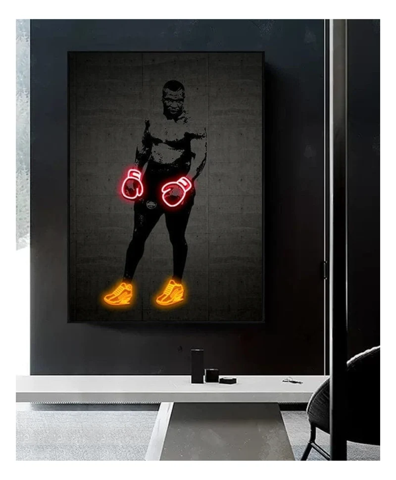 Poster Mike Tyson Neon Boxhandschuhe · Gym · Wohnzimmer Bilder · Trainingszimmer Bilder · Deko Print · ohne Rahmen
