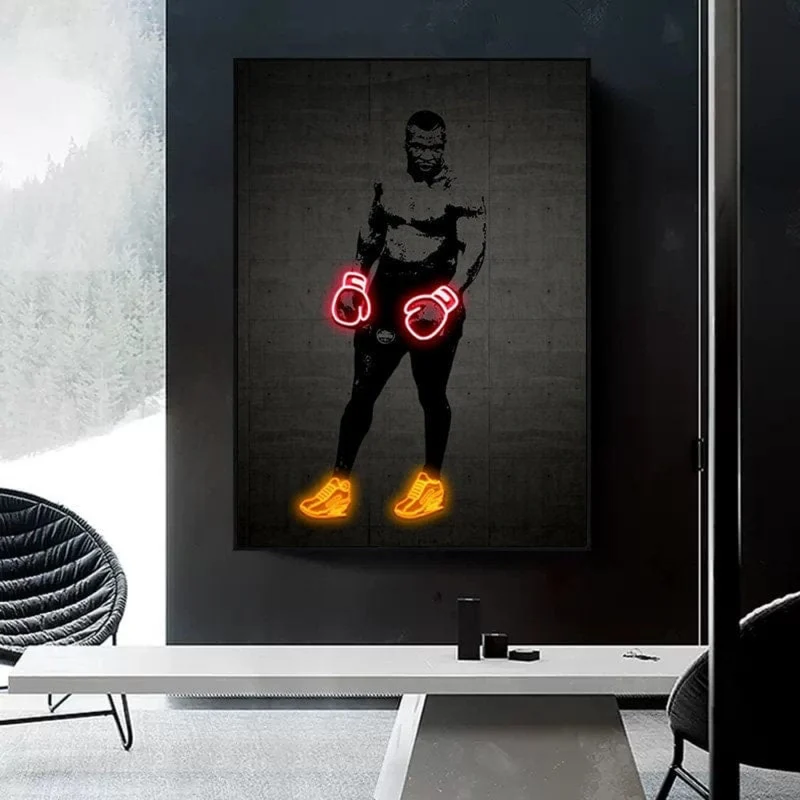 Poster Mike Tyson Neon Boxhandschuhe · Gym · Wohnzimmer Bilder · Trainingszimmer Bilder · Deko Print · ohne Rahmen