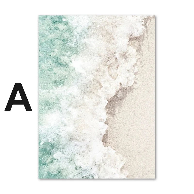 Poster Strand Wellen Zuhause Gold · Wandbilder Wohnzimmer & Schlafzimmer · Deko Print Bilder · ohne Rahmen
