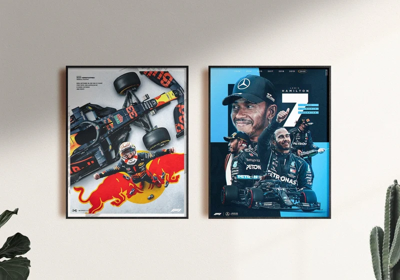 Poster Formel 1 Rennfahrer Rennwagen · Deko Print ohne Rahmen