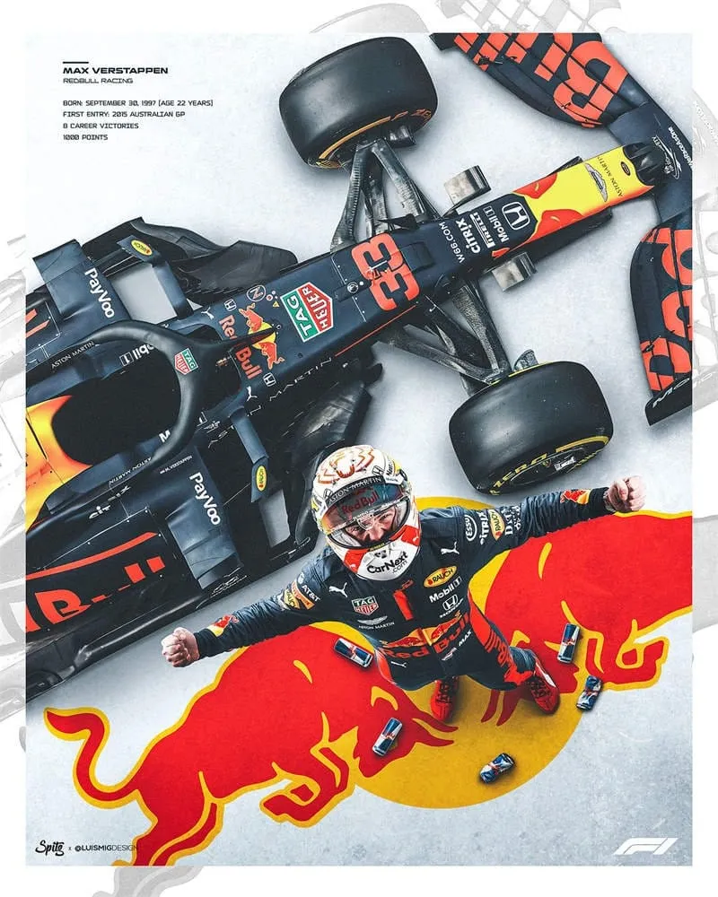 Poster Formel 1 Rennfahrer Rennwagen · Deko Print ohne Rahmen